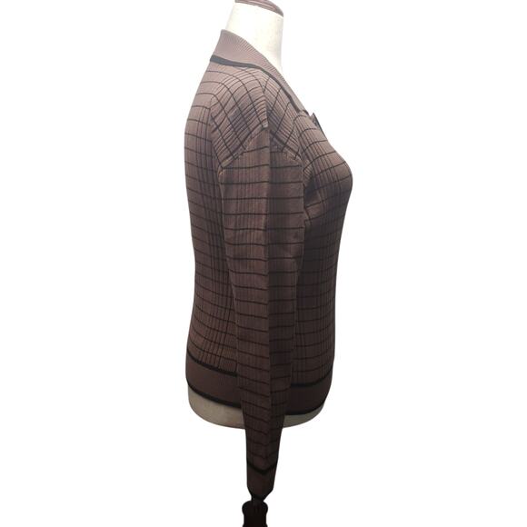 Brown Collared Knit Cardigan XL – Academia Style, Button-Up, Cozy Ribbed Texture - Picture 2 of 9